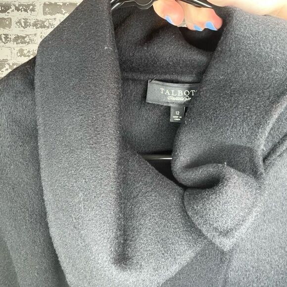 Talbots | women long black wool blend dress coat - Picture 2 of 12